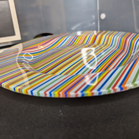 Pier 1 vintage‎ colorful striped heavy glass 10" dinner plates 2 - Picture 5 of 5